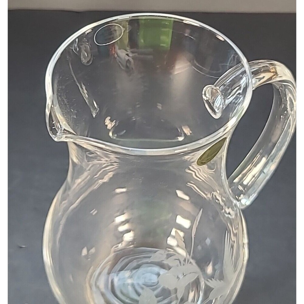 Lead Crystal Pitcher Hummingbird Etched Design Hand Blown in France Avon VTG - Picture 6 of 10